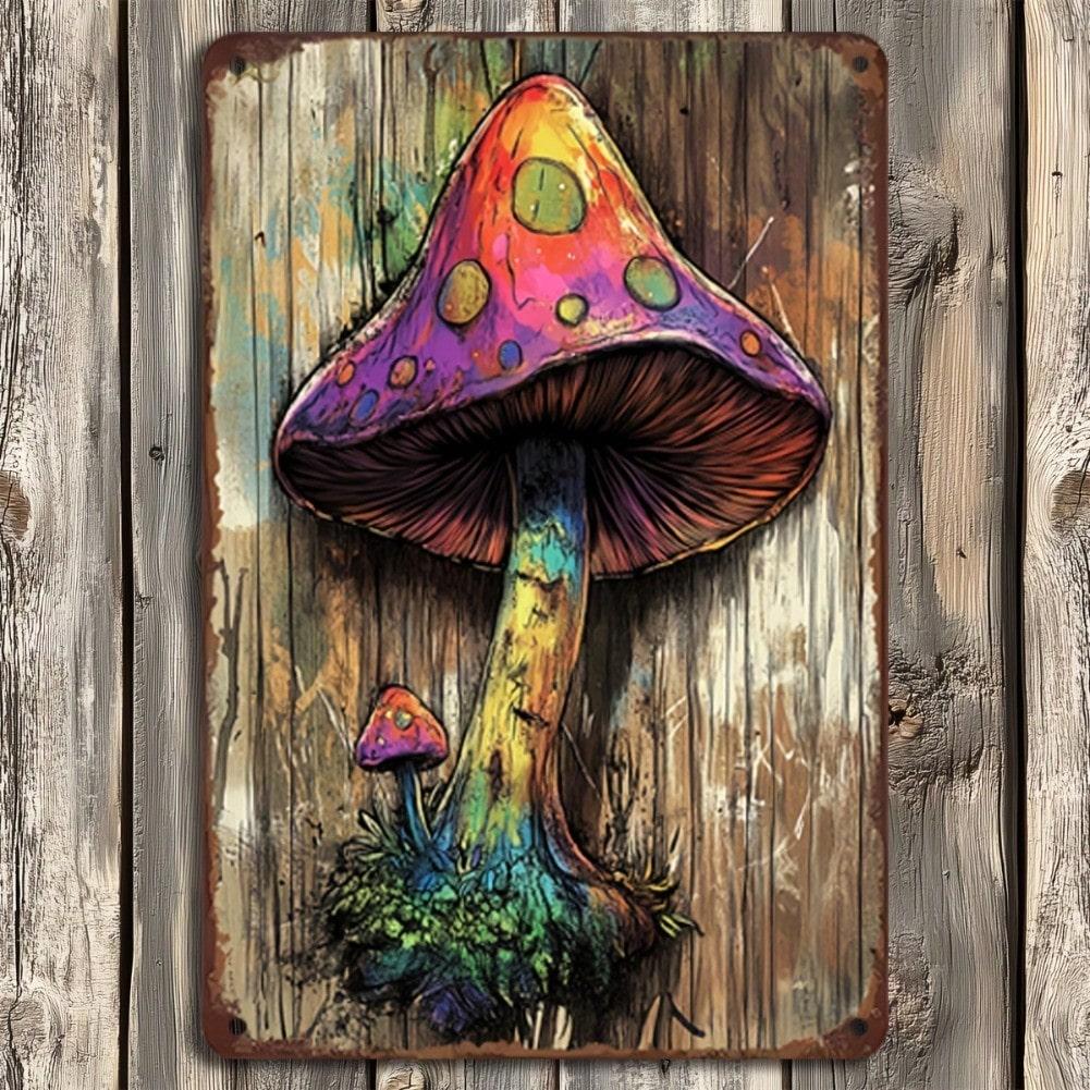 Planetjuice Planetjuice Vintage Metal Tin Sign Mushroom Wall Art X Inch Rustic For Home Cafe Restaurant