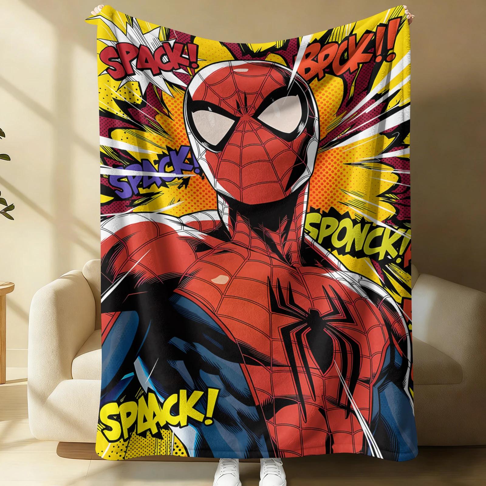

Spider-Man Comic Collage Flannel Blanket Superhero Print Lightweight Throw Soft Warm Fluffy Sofa Couch Bed Cover Nap Shawl Teens 75cmx90cm