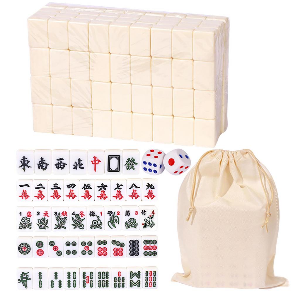 144pcs Mini Mahjong Sets Chinese Traditional Board Game With Large Storage Bag Portable Table Game For Family Leisure Time