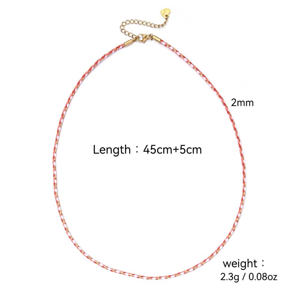 Bohemian Ethnic Style Colorful Woven Necklace with Stainless Steel Lobster Clasp and Cotton Rope Chain