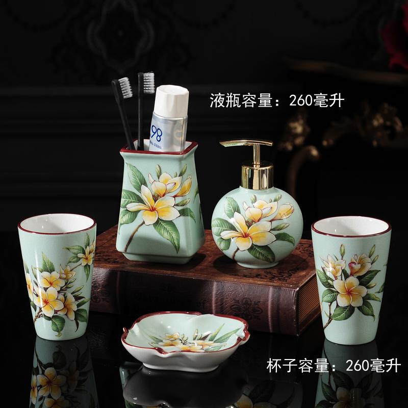Ice cracked ceramic bathroom wash set bathroom mouthwash cup hand soap bottle soap dish toothbrush holder bathroom accessories