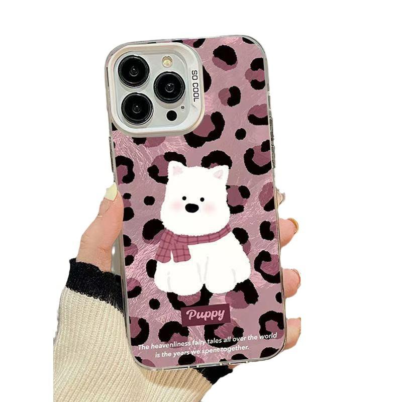 The new leopard print puppy is suitable for iphone17 mobile phone case Apple 15promax/14 anti-drop 13pro16 cute