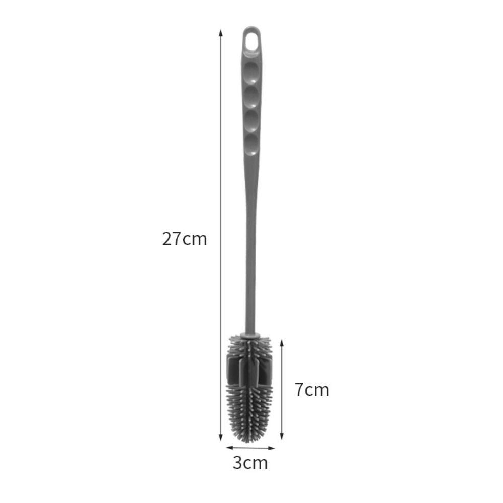 

No Dead Corner Silicone Cup Brush Long Handle Portable Cup Scrubber Multipurpose Bottle Cleaning Brush Water Bottle сірий