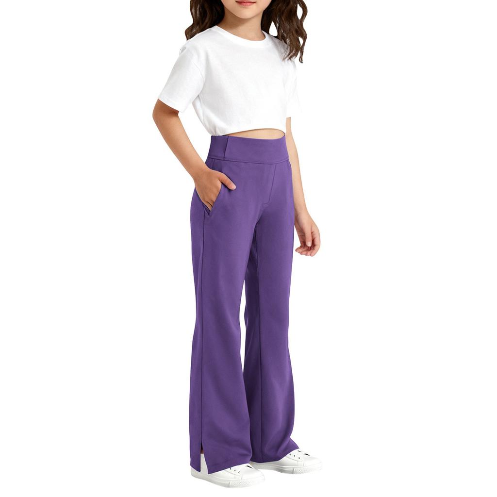 Children's Fashion Slit Micro Horn Casual Pants With Pockets And Sports Pants