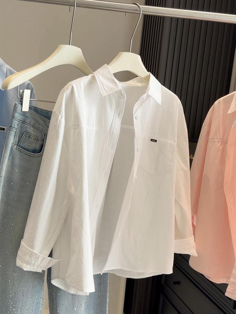 2026 Trendy Women's Washed Cotton Long-Sleeve Shirt Jacket for Spring & Summer - Sun Protection Commuting Wear