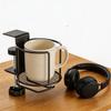 2-in-1 Table Cup Holder Tabletop Drinks Organizer With Headphone Hanger Adjustable Clip On Cup Bottle Placement Rack