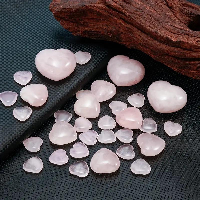Natural Pink Crystal Love Ornament, Pink Crystal Rose Hibiscus Stone, Heart Shaped Peach Heart Pendant, Crystal Crafts