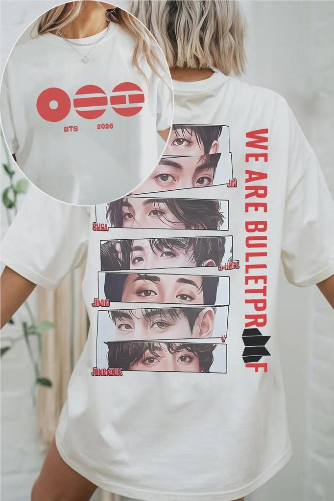 BTS We Are Bulletproof Tour 2026 Tričko RM Jin Suga Jhope Jimin Jungkook Oversized Y2k Krátký rukáv Harajuku Dámské oblečení
