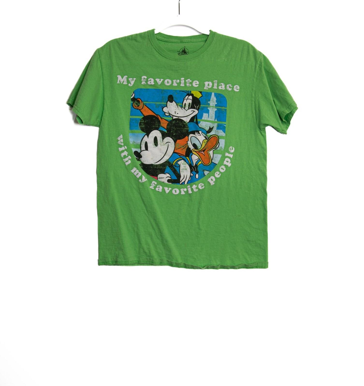 Disney Green T-Shirt Featuring Mickey Mouse Donald Duck Goofy With My Favorit XXL