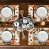 Artoid Mode Fall Pumpk Sunflowers Leaves Placemats Set of 4, 12x18 Inch Thanksgiving Vintage Table Mats for Dining Party Decoration