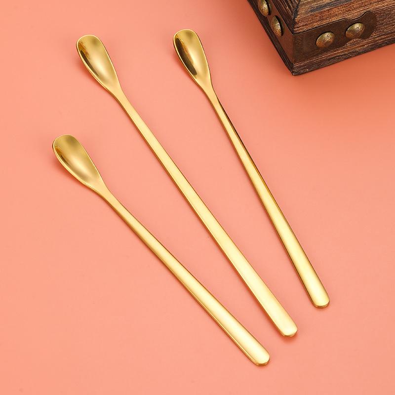 1Pc Stainless Steel Long Handle Stirring Spoon Coffee Tea Spoons Dessert Spoon Stirring Rod Tiny Spoon Kitchen Accessories