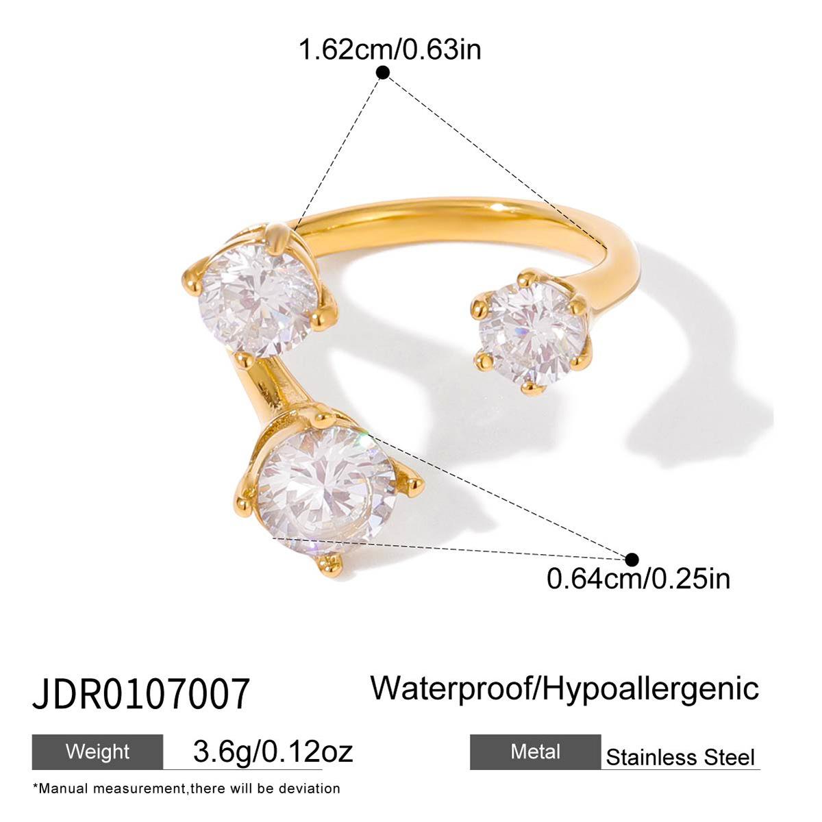 

Design sense 16K gold belt white zircon asymmetric branch opening adjustable ring