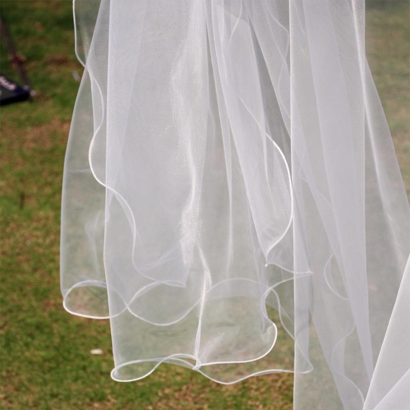 Breathable White Nylon Wedding Veil With Double Layer Rolled Hem Romance Bridal Accessory For Special Occasion