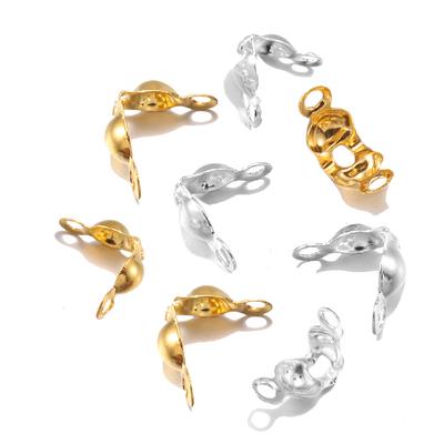 100Pcs/Lot Stainless Steel End Crimps Beads Connector Components Ball Chain Calotte for DIY Jewelry Findings Making Supplies