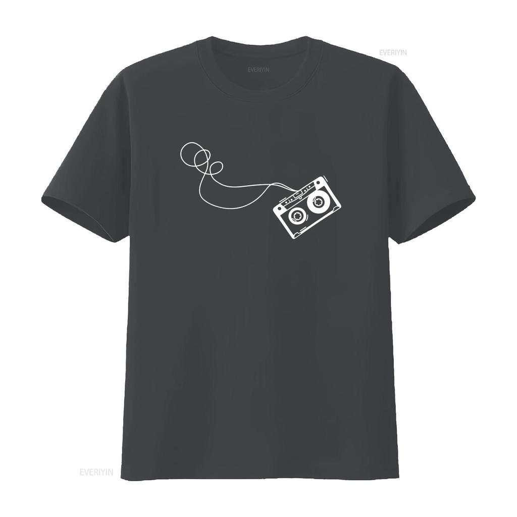 Mens Retro Music Cassette Sketch Vintage Audio Drawing T Shirt L to 5XL vintage Washed Versatile designer clothes streetwear