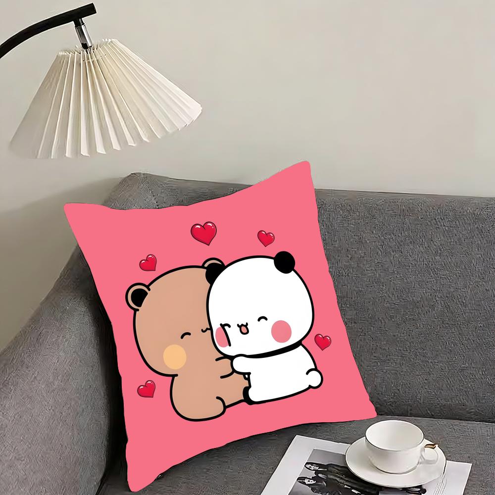 P-Panda Bubu And Dudu Cushion Cover Reversible Plush Pillow Cover – For car, sofa, bedroom, perfect as a gift.