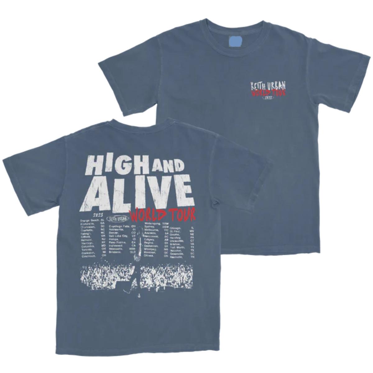 Keith Urban HIGH AND ALIVE WORLD TOUR 2026 T-Shirt Fan Made Shirt L