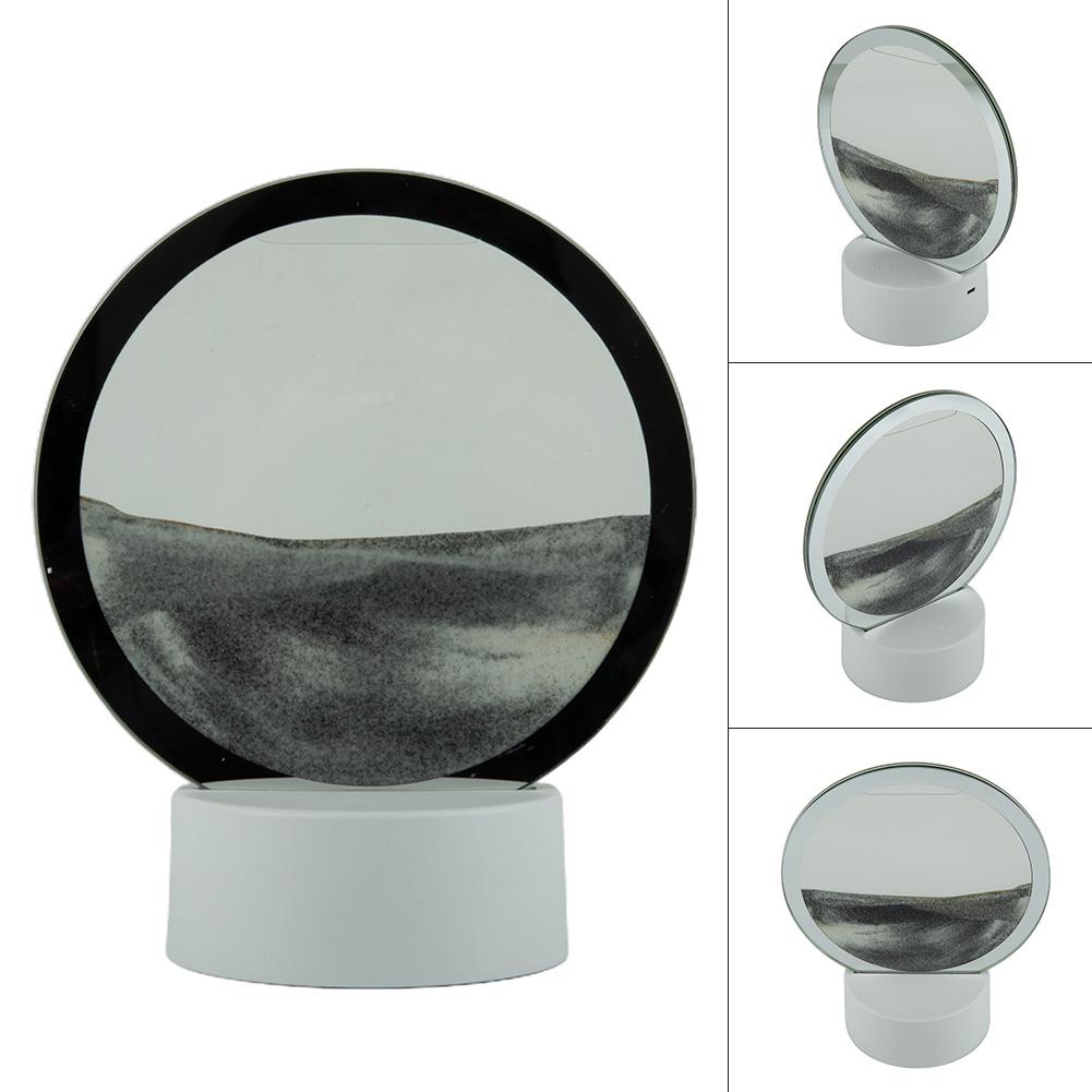 Moving Sand Art Picture Round Table Lamp 3D Dynamic Sand Painting Dynamic Sand Night Light Home Decoration Gift
