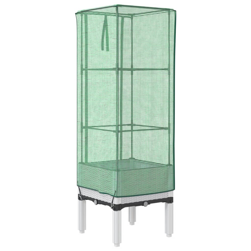 Vidaxl Raised Planter with Greenhouse, Rattan Look, 40X40X140 Cm
