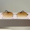 Frameless Oval Sunglasses Metal Thin Temples with Ocean-Inspired Lenses Retro Brand Designer Sunglasses UV400 Shades Eyewear