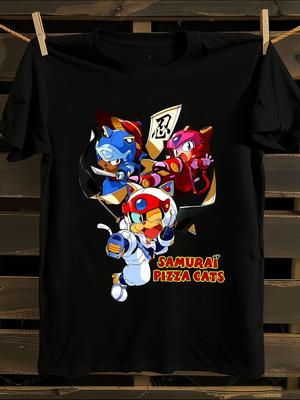 Samurai Pizza Cats Retro 4K Graphic Tshirt