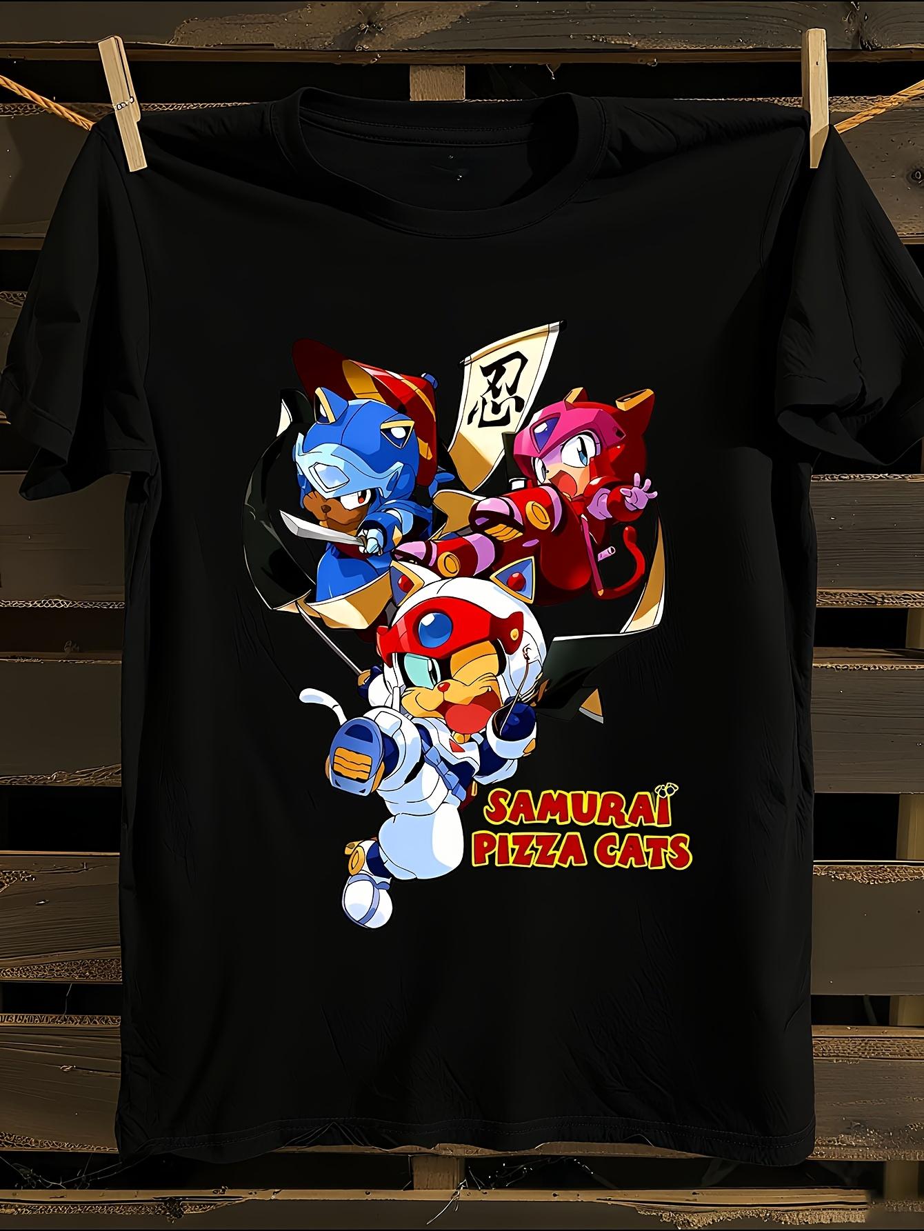 Samurai Pizza Cats Retro 4K Graphic Tshirt XXXL