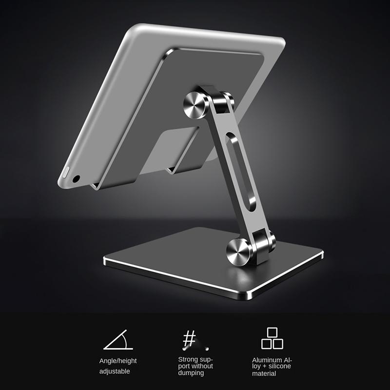 

MT-134 Aluminum Alloy Adjustable Tablet Stand Desktop Anti-Slip Folding Tablet Holder Silver