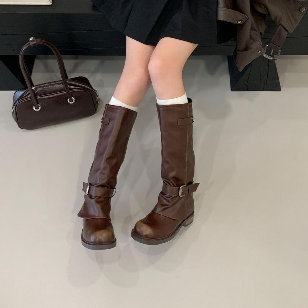 Square Head Polished High Boots Light Luxury Niche Retro 2025 Autumn and Winter New Thick Heel Short Boots Niche Women's Boots