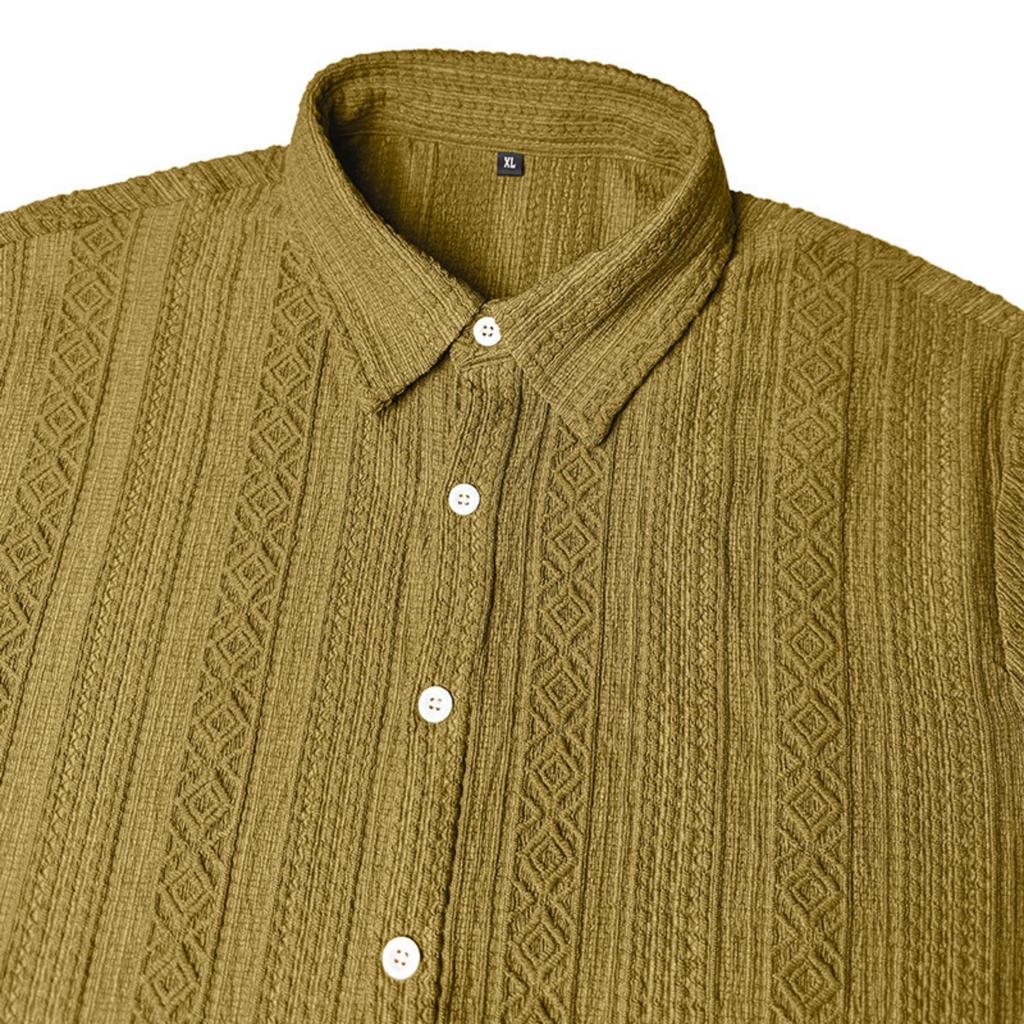 Completo Casual da Uomo a Maniche Corte con Bottoni e Pantaloncini Leggero Traspirante Due Pezzi Adatto per Attività Estive all'Aperto e Tempo Libero