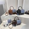 Fashion Splicing Texture Small Square Bag for Women Trendy Shoulder Crossbody Handbag