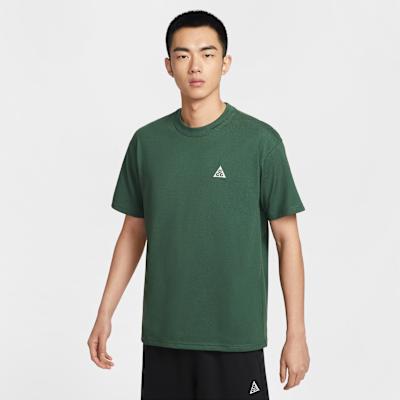Nike T Shirts Men s Fir Green Crew Neck Moderate Straight Fit 2XL