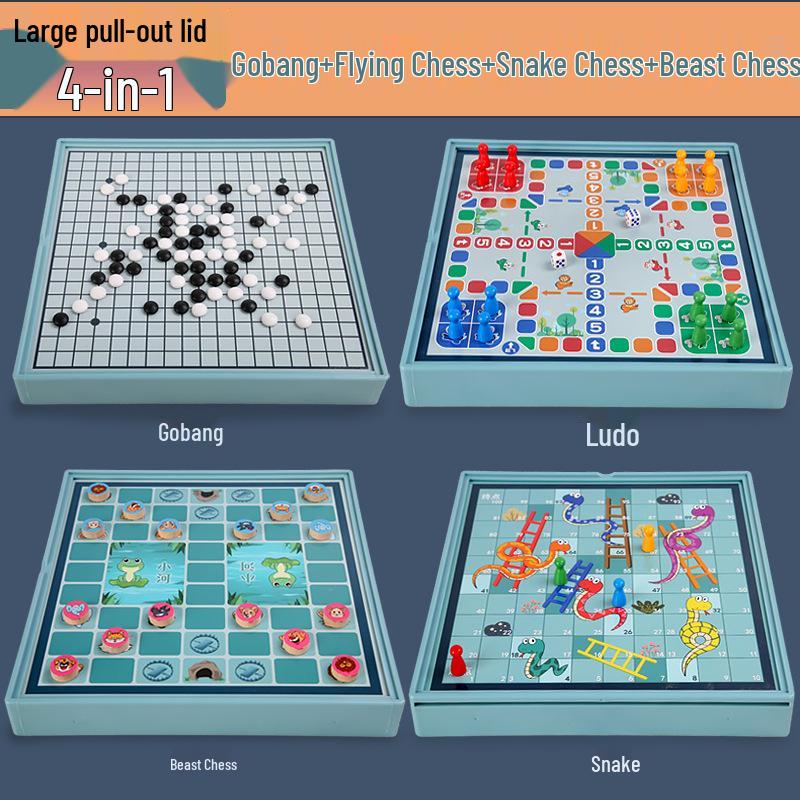 

Многофункциональный набор деревянных настольных игр: Шашки, Людо, Гомоку, Детские шахматы с животными