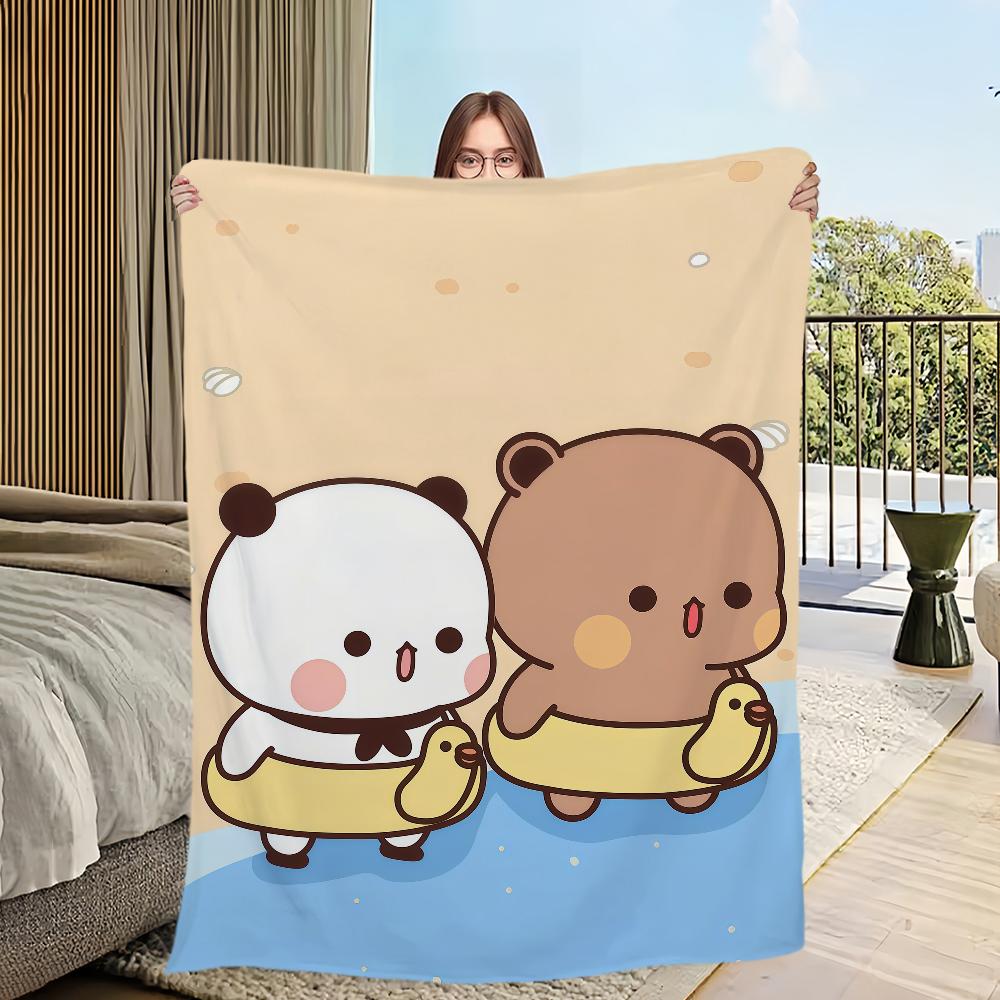 kawaii cartoon bear d-dudu b-bubu Flannel warm comfort soft plush blanket sofa living room hogar office bedroom travel gift home