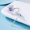 New Japanese Exquisite and Simple Cherry Blossom Zircon Stud Earrings Women's Temperament Earrings Purple Diamond Flower Ear Jewelry