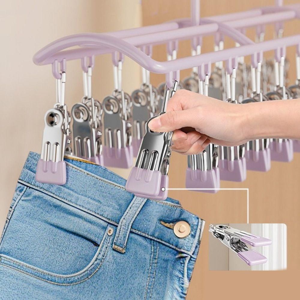 Non-slip Multi-Clip Drying Rack Windproof Unmarked Underwear Drying Rack Laundry Airer  Outdoor