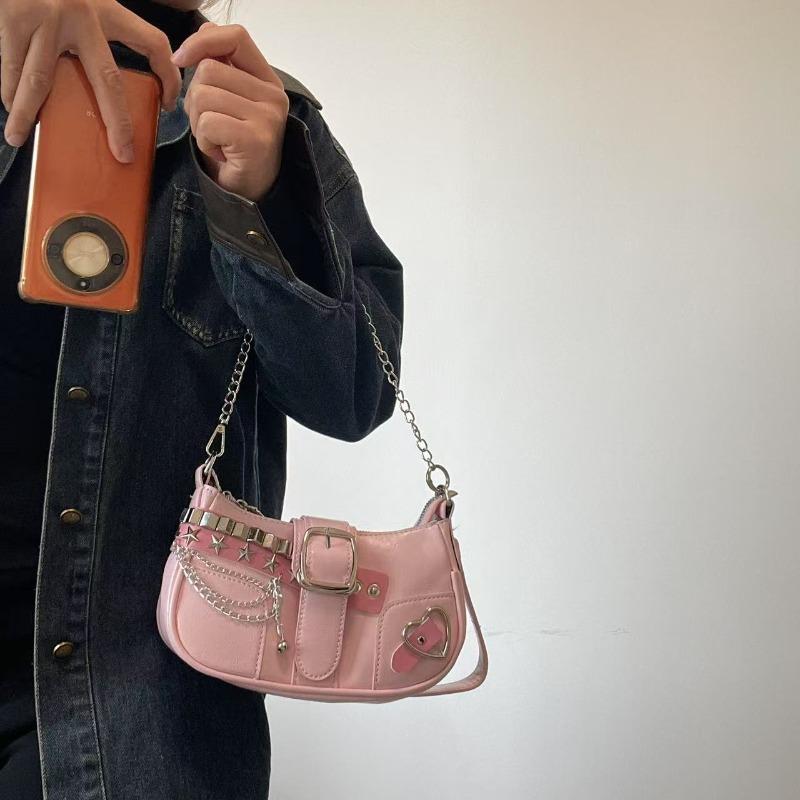 New Chain Sweet Cool Women's Bag Niche Millennial Babes Sweet Spicy Handbag Pink Underarm Bag Sweet
