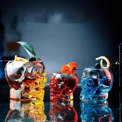 Unique Cocktail Glasses Funny Clear Skull Cup for Cocktail Margarita Whiskey Juice Halloween Decor Gifts Or Themed Bar Party