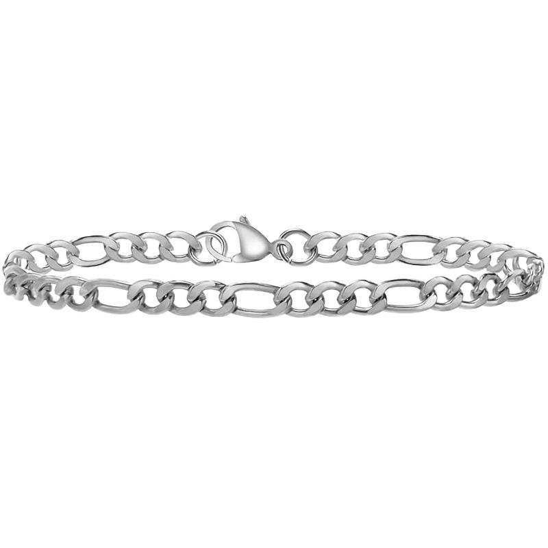 European & American Stainless Steel Cuban-Figaro Men's Bracelet Set - Gold Titanium