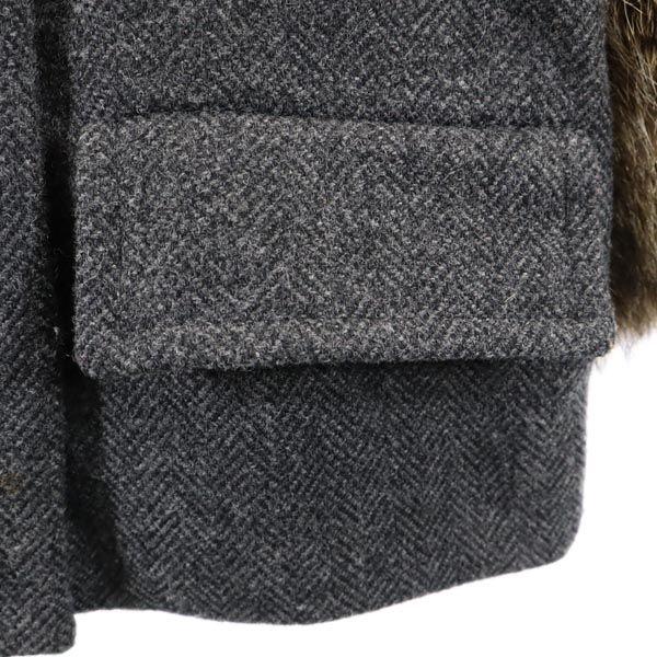 Marni Made In Italy Herringbone No Color Jacket 36 Gray Fur Sleeves Women Used