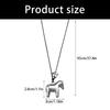 Elegant Horse And Floral Pendant Necklace Polished Metal Long Layering Chain Jewelry For Women Gift