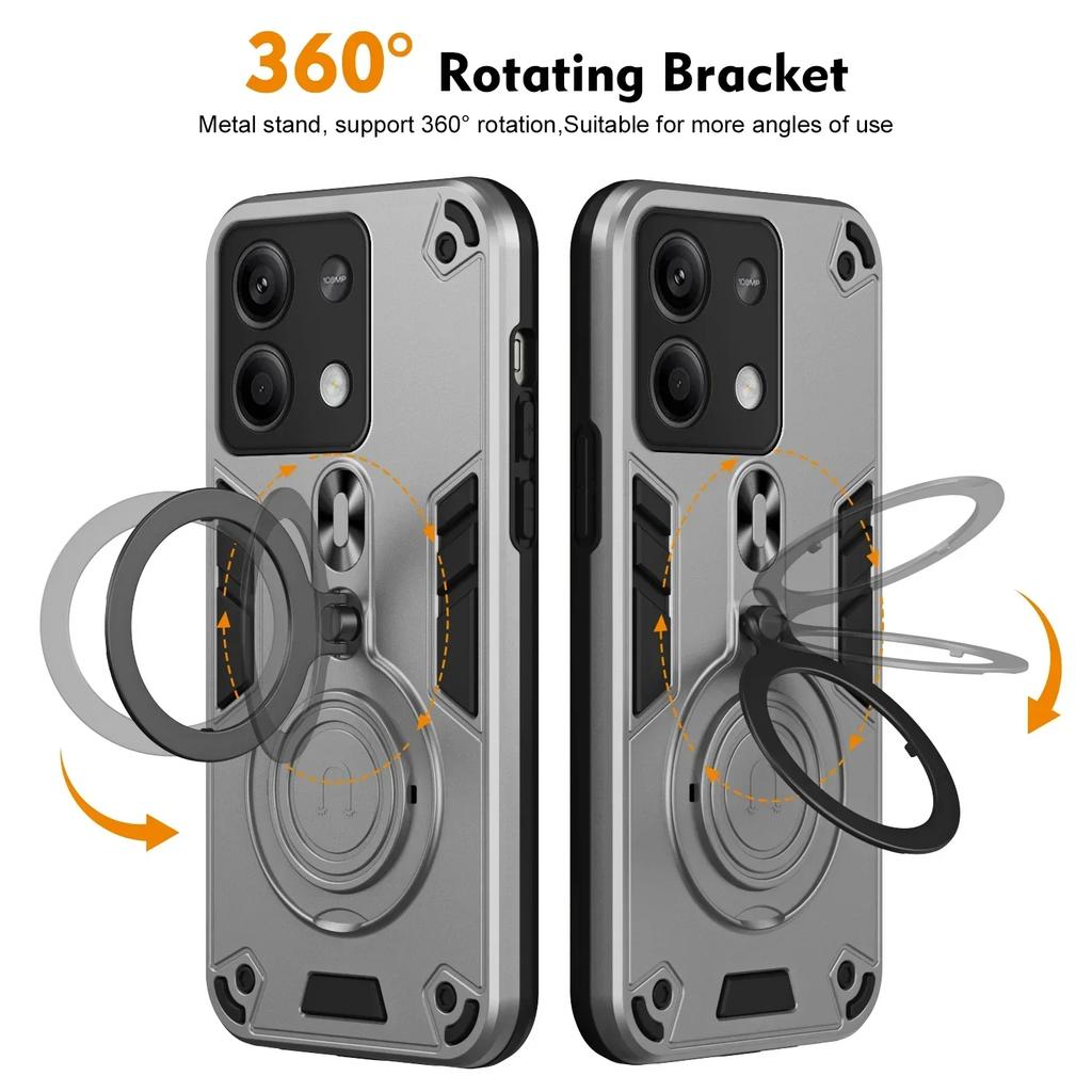 For Xiaomi Redmi Note 13 Pro plus 13C 5G 4G A3 Turbo 3 5G Case Car Magnetic 360° Rotate Ring Holder Armor Cover for POCO X6 Pro