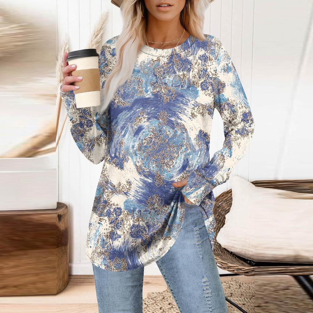 Dámská nadměrná mikina s grafickým svetrem, dlouhým rukávem, spuštěnými rameny, kulatým výstřihem, topy, vintage oblečení