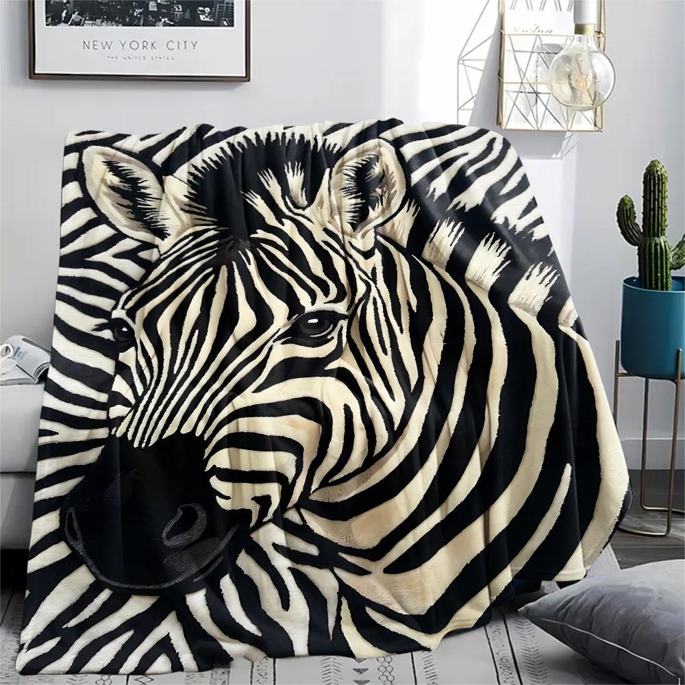 Felt rabbit kitten fox zebra Print Flannel Blanket,High quality Comfortable for All Seasons,Home Decor,Warmth and Comfort,Perfect for Christmas Gifts