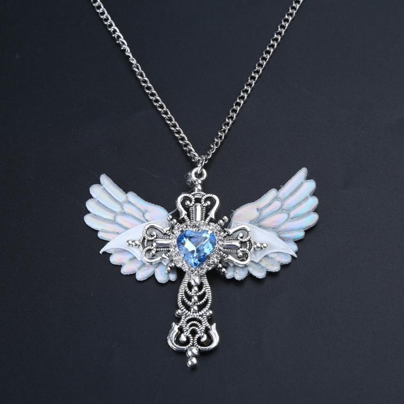 Angel Crossed Necklace Women Sweater Chain Female Hip-hop Non-fading Jewelry