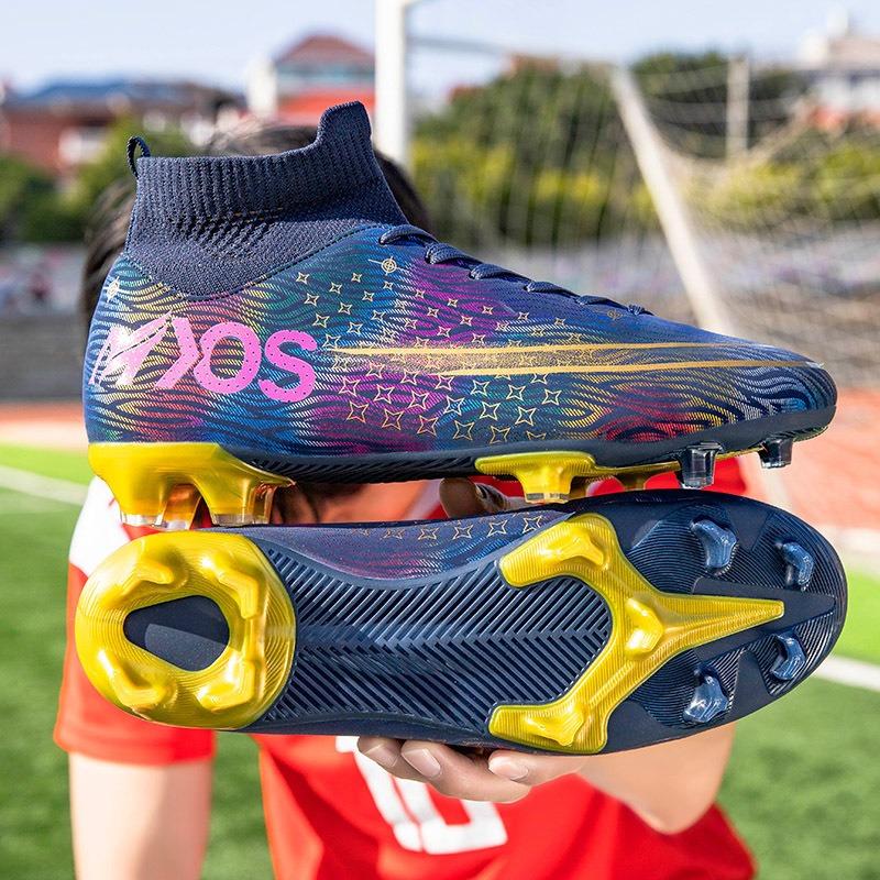 Football shoes men's mandarin ducks long nails high-top students artificial grass competition training shoes