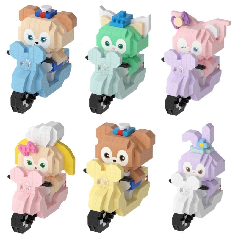 Cartoon Cute Action Figure Series Micro Granule Building Blocks Children's Assembly Puzzle Toy Display Stand