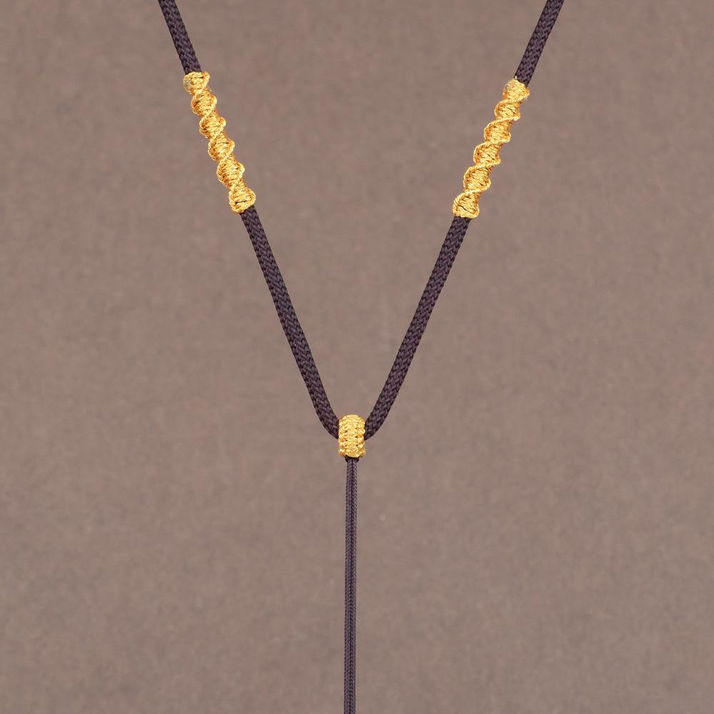 Adjustable Handwoven Gold Jadeite Pendant Necklace Cord