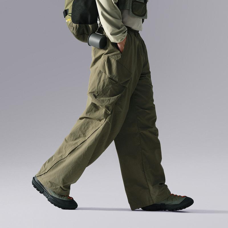 Li Ning CF Suo Solid Color Comfortable Breathable Outdoor Water-Resistant Straight Casual Pants Men Bottoms Military-Green AYKU717-8
