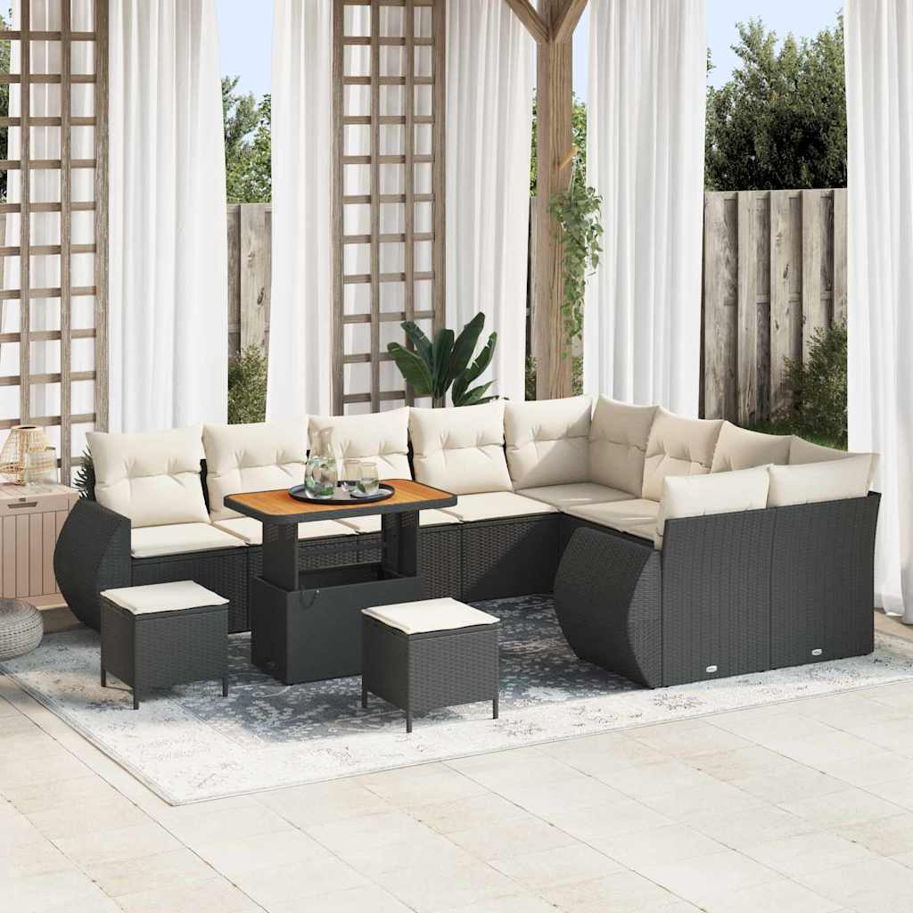 Garden Sofa Set 12 pcs Black Poly Rattan