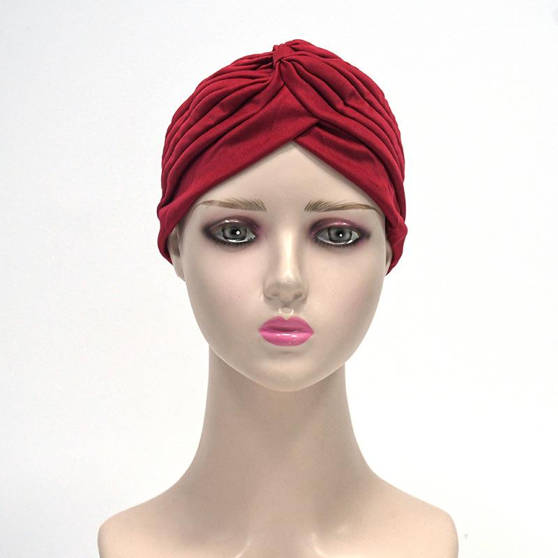1Pcs Women'S Ethnic Style Pleated Turban Hat, Soft And Breathable, Suitable For Daily Wear, Yoga, And Fitness